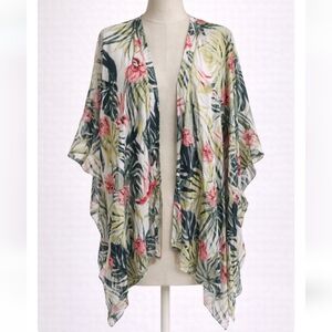 Moss Rose Tropical Sharkbite Hem Kimono